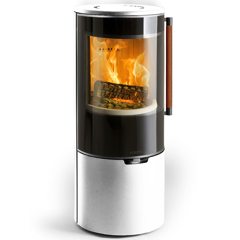 Печь K900, низкая. белая, кожаная ручка + хромированная окантовка стекла (Keddy)
